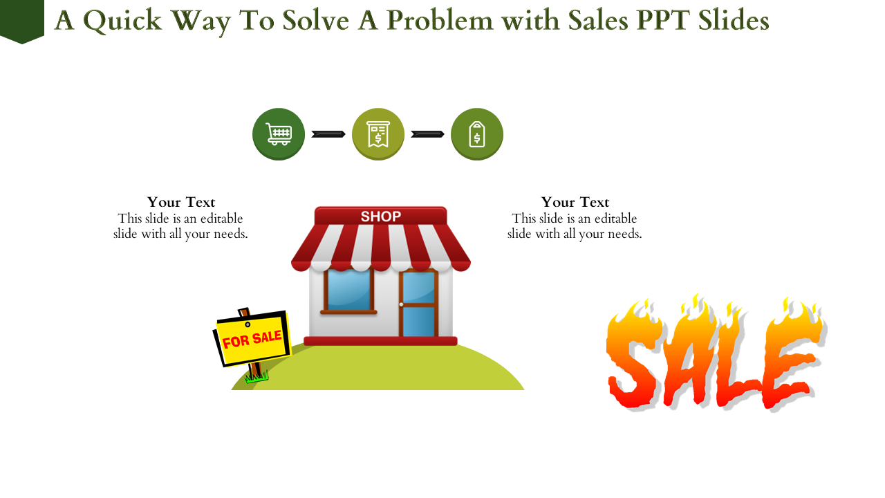 Free - Innovative Sales PPT Template With Retail Shop Model-Three Node